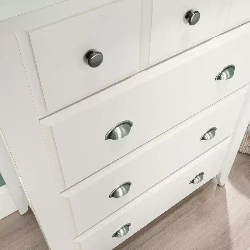 Cassettiera verticale in composito di legno da 8,25" con 4 cassetti, finitura bianca