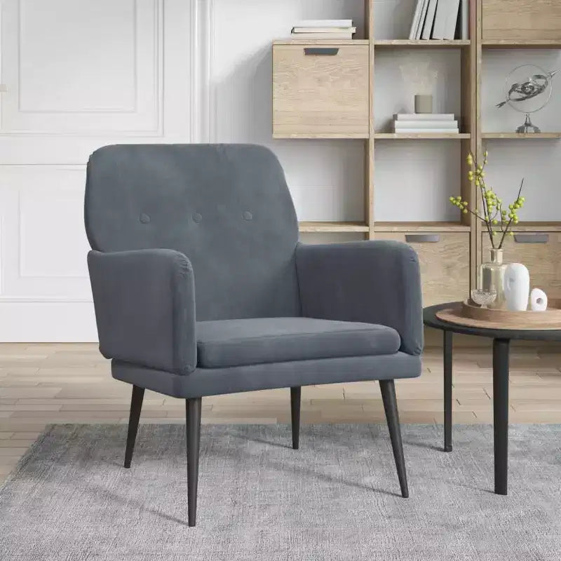 Poltrona Grigio Scuro 24,4x31,1x31,1 Velluto - Grigio Scuro