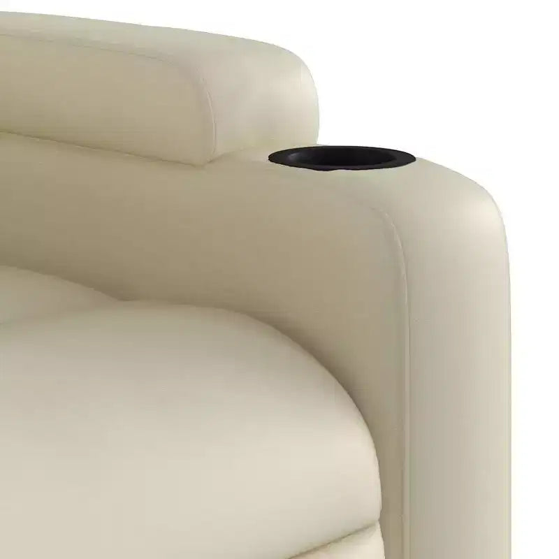 Poltrona Reclinabile Elettrica Massaggiante - Poltrona con Schienale Alto in Similpelle Crema con Massaggio a Vibrazione, Sollevamento Elettrico, Portabicchieri per il Comfort del Soggiorno