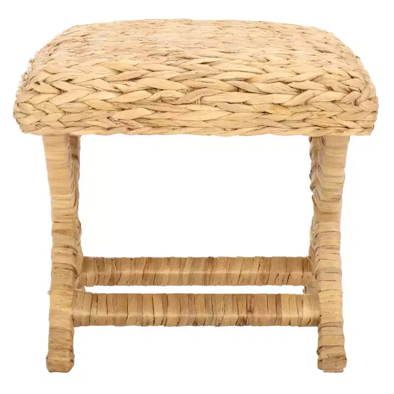 Pouf in legno naturale di mango con base a cavalletto