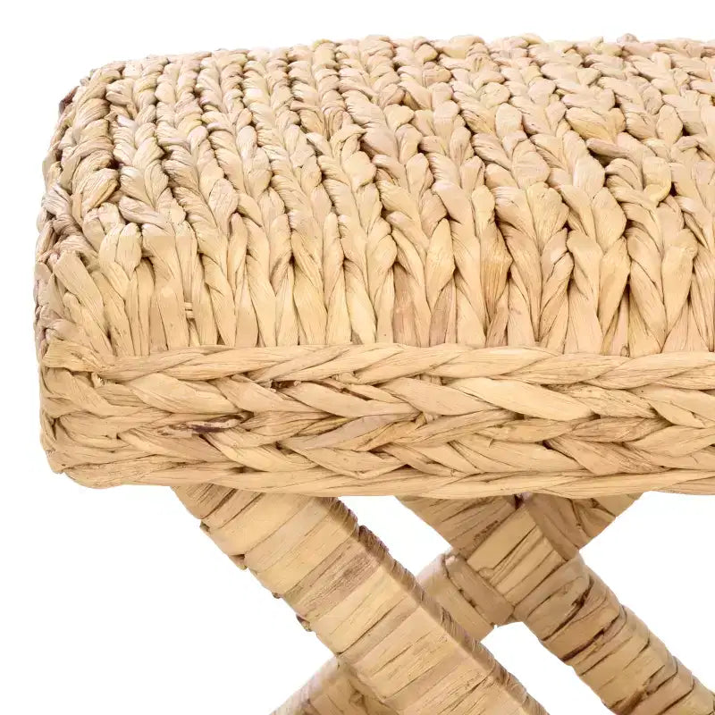 Pouf in legno naturale di mango con base a cavalletto