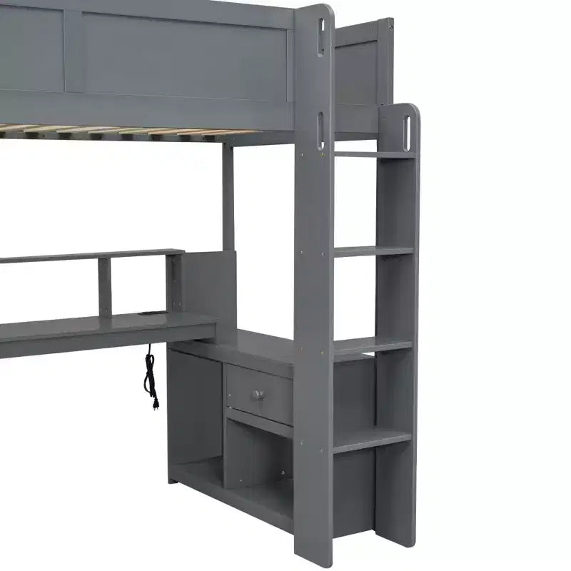 Letto a Soppalco Gaming Definitivo con Scrivania a LED, Stazione di Ricarica e Spazio di Archiviazione Integrato