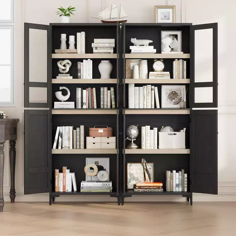 Dispensa a 5 ripiani alta 180 cm, organizer con 4 ante e ripiani regolabili per cucina, bagno, sala da pranzo