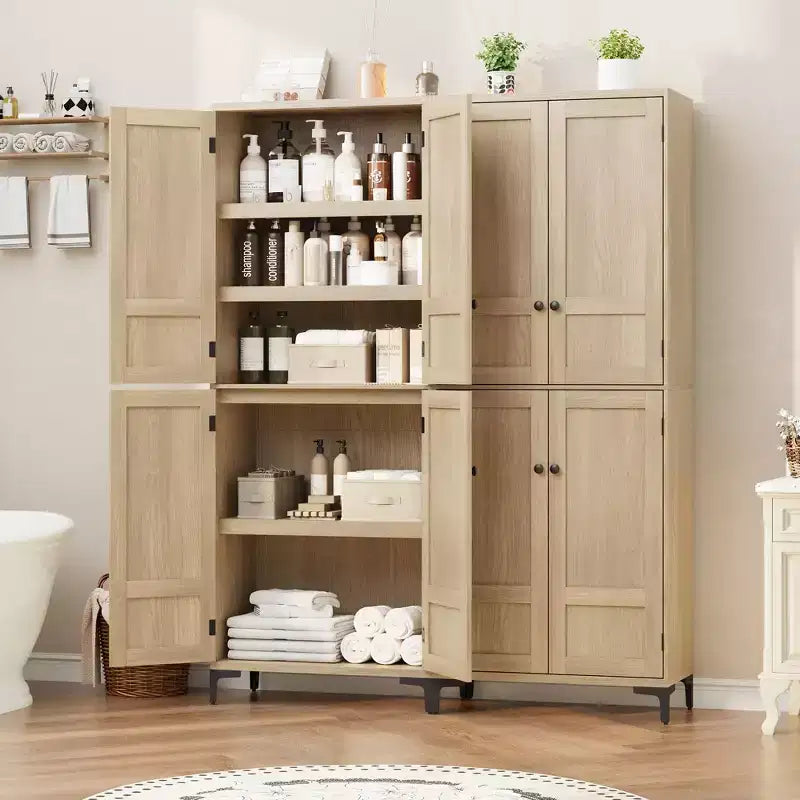 Dispensa a 5 ripiani alta 180 cm, organizer con 4 ante e ripiani regolabili per cucina, bagno, sala da pranzo
