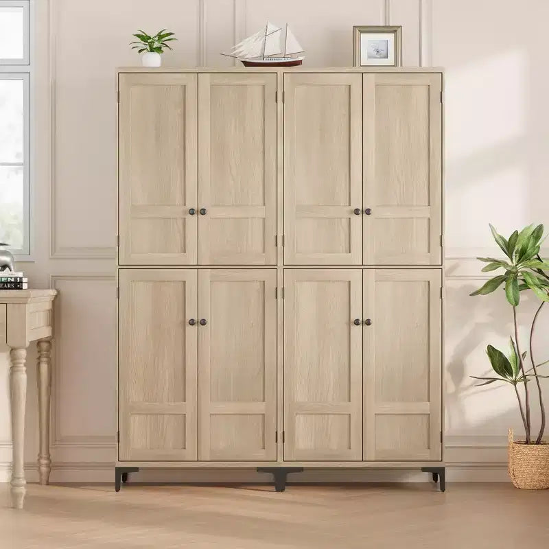 Dispensa a 5 ripiani alta 180 cm, organizer con 4 ante e ripiani regolabili per cucina, bagno, sala da pranzo