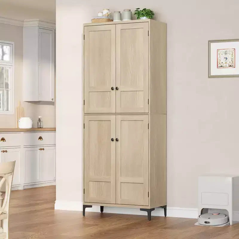 Dispensa a 5 ripiani alta 180 cm, organizer con 4 ante e ripiani regolabili per cucina, bagno, sala da pranzo