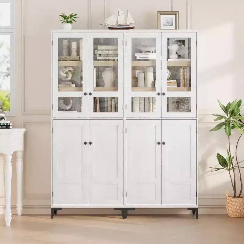Dispensa a 5 ripiani alta 180 cm, organizer con 4 ante e ripiani regolabili per cucina, bagno, sala da pranzo