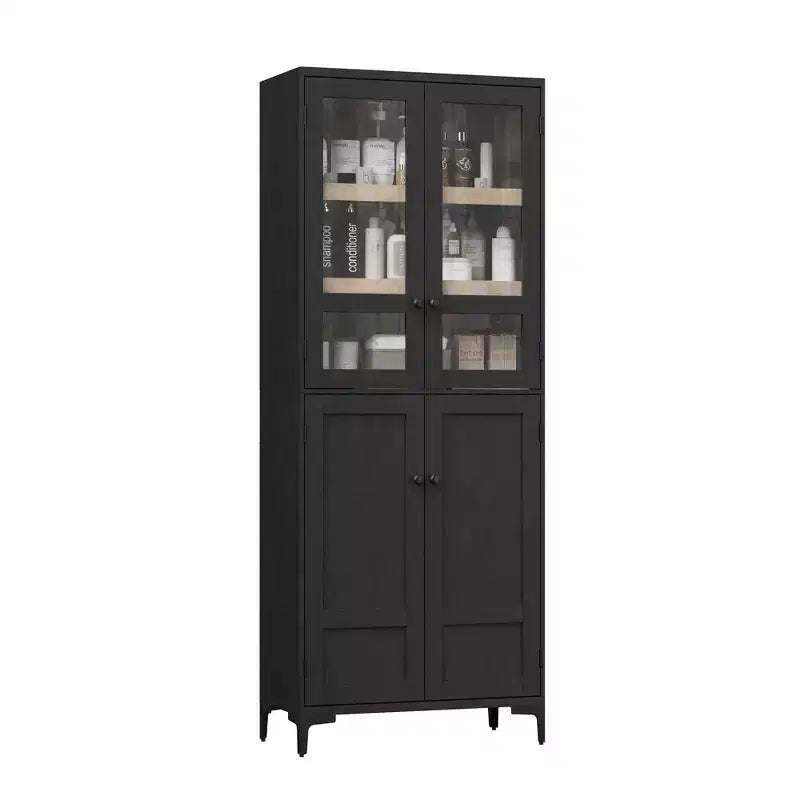 Dispensa a 5 ripiani alta 180 cm, organizer con 4 ante e ripiani regolabili per cucina, bagno, sala da pranzo