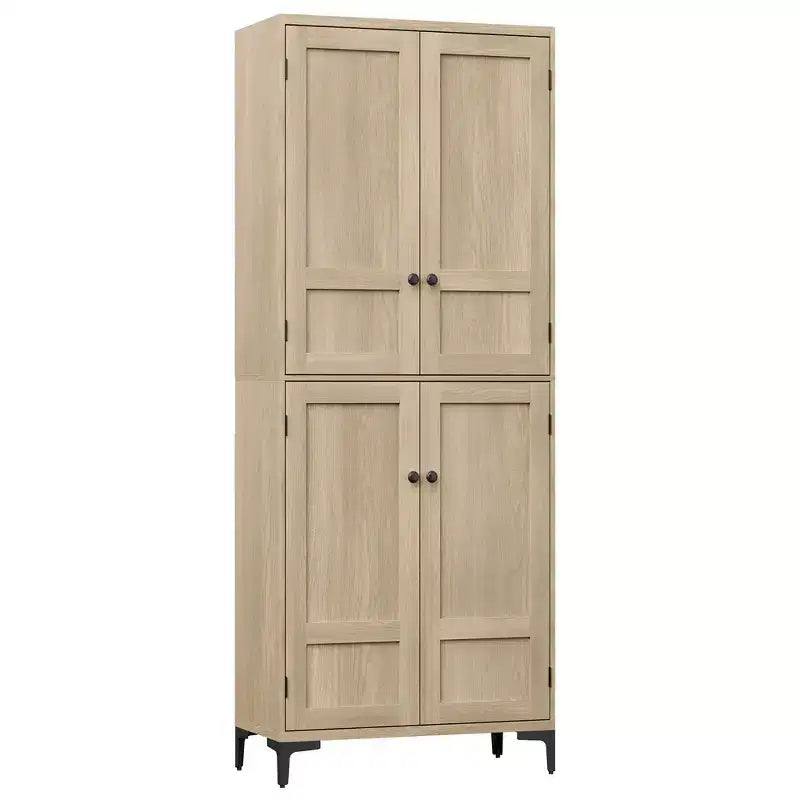 Dispensa a 5 ripiani alta 180 cm, organizer con 4 ante e ripiani regolabili per cucina, bagno, sala da pranzo