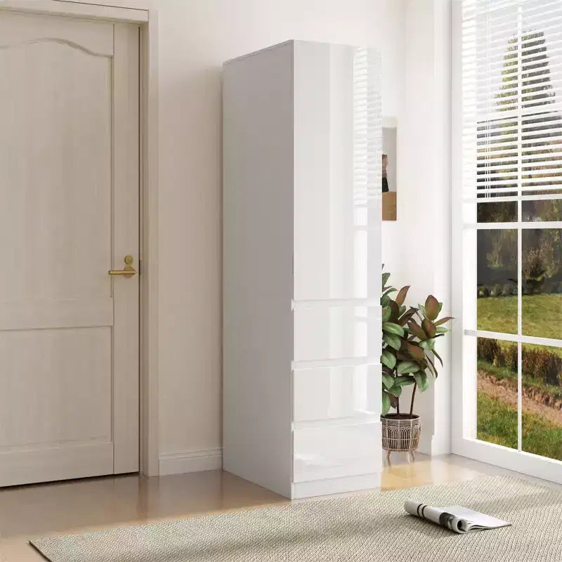 Dispensa da 40 cm in Legno Bianco con Cassetti