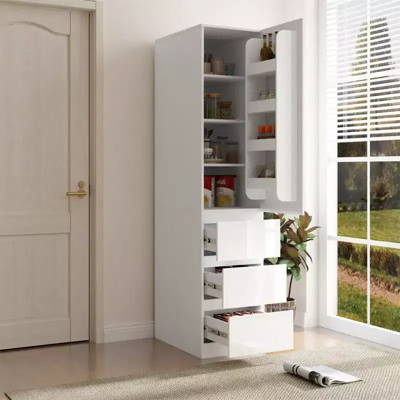 Dispensa da 40 cm in Legno Bianco con Cassetti