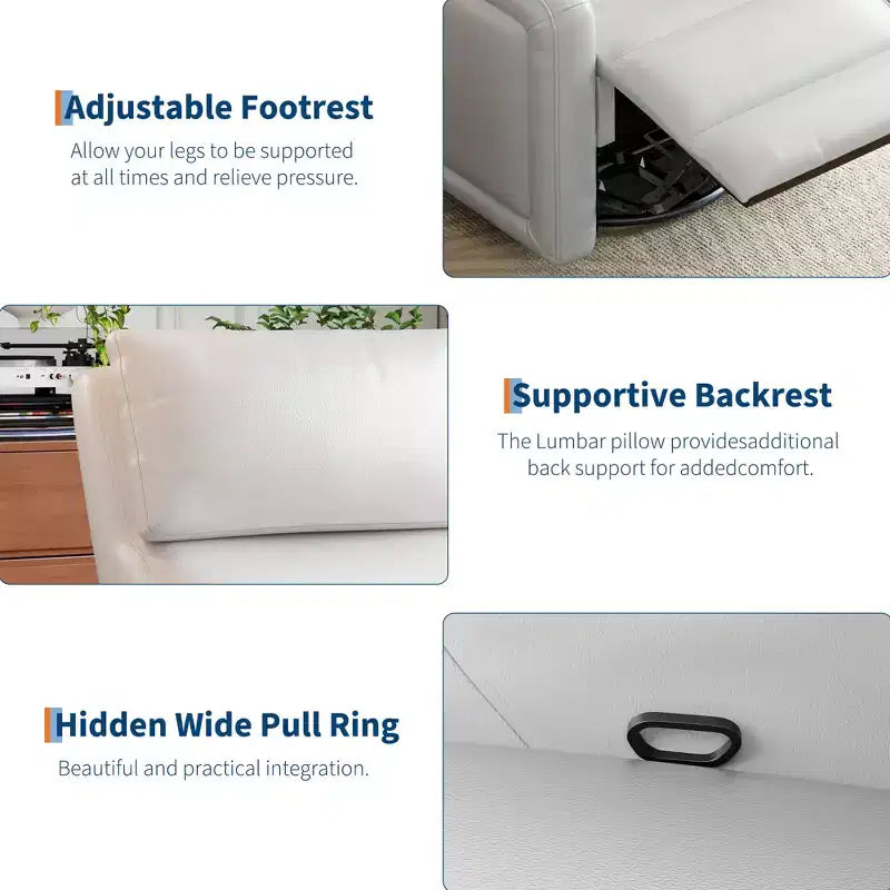 Poltrona reclinabile manuale, sedia a dondolo girevole a 360°, divano singolo con schienale ergonomico, adatta per soggiorno