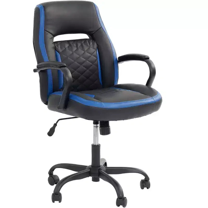 Sedia da gaming con braccioli, sedia a croce con ruote, sedia da computer imbottita per studio, ufficio, sala gaming