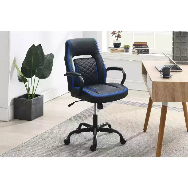 Sedia da gaming con braccioli, sedia a croce con ruote, sedia da computer imbottita per studio, ufficio, sala gaming