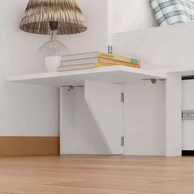 Letto a scomparsa matrimoniale salvaspazio con design pieghevole e contenitore integrato