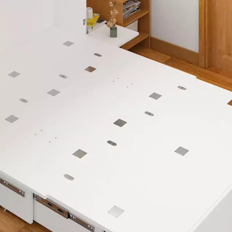 Letto a scomparsa matrimoniale salvaspazio con design pieghevole e contenitore integrato