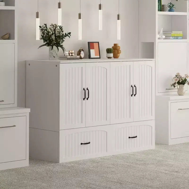 Letto a scomparsa matrimoniale salvaspazio con design pieghevole e contenitore integrato