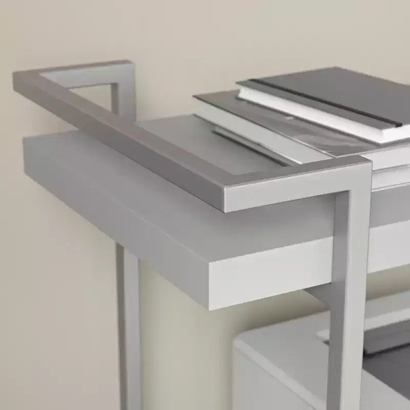 Carrello a 2 ripiani per stampante e archiviazione per ufficio con struttura in metallo