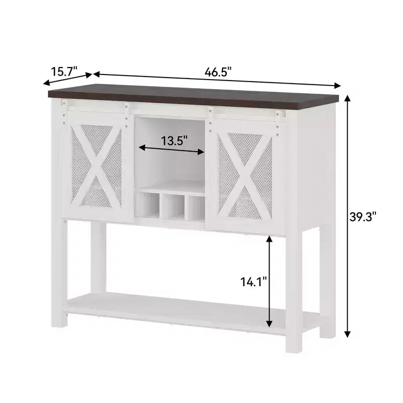 Madia da cucina, credenza con anta scorrevole a granaio, mobile da caffè con portabottiglie per soggiorno e sala da pranzo