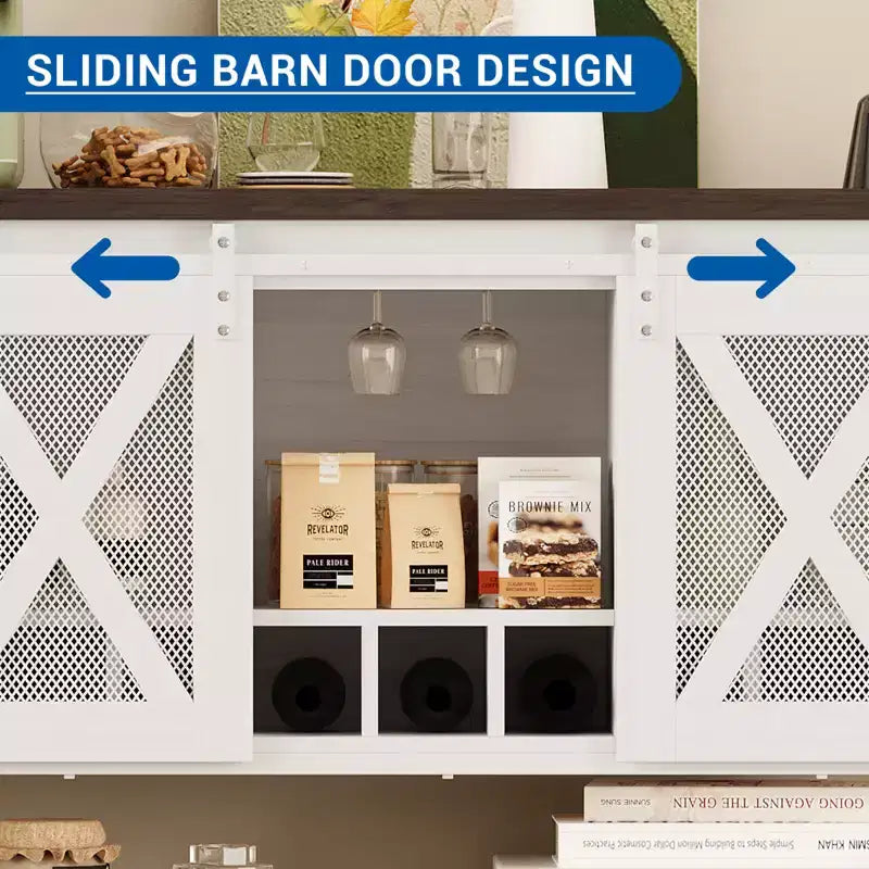 Madia da cucina, credenza con anta scorrevole a granaio, mobile da caffè con portabottiglie per soggiorno e sala da pranzo