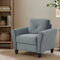 PexFix 35 L x 32.75 H Velvet Upholstered Single Sofa Chair with Button Tufted Backrest Modern Armchair for Living Room Bedroom Office Gray