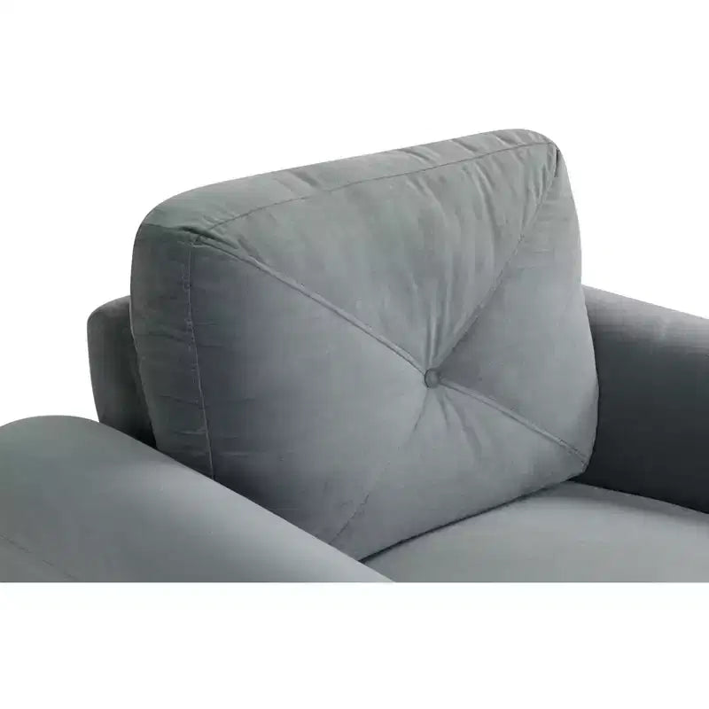 Poltrona singola in velluto con schienale trapuntato a bottoni, poltrona moderna per soggiorno, camera da letto, ufficio - Grigia