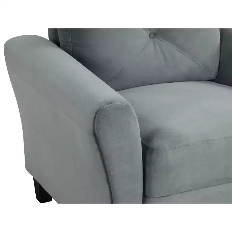 Poltrona singola in velluto con schienale trapuntato a bottoni, poltrona moderna per soggiorno, camera da letto, ufficio - Grigia