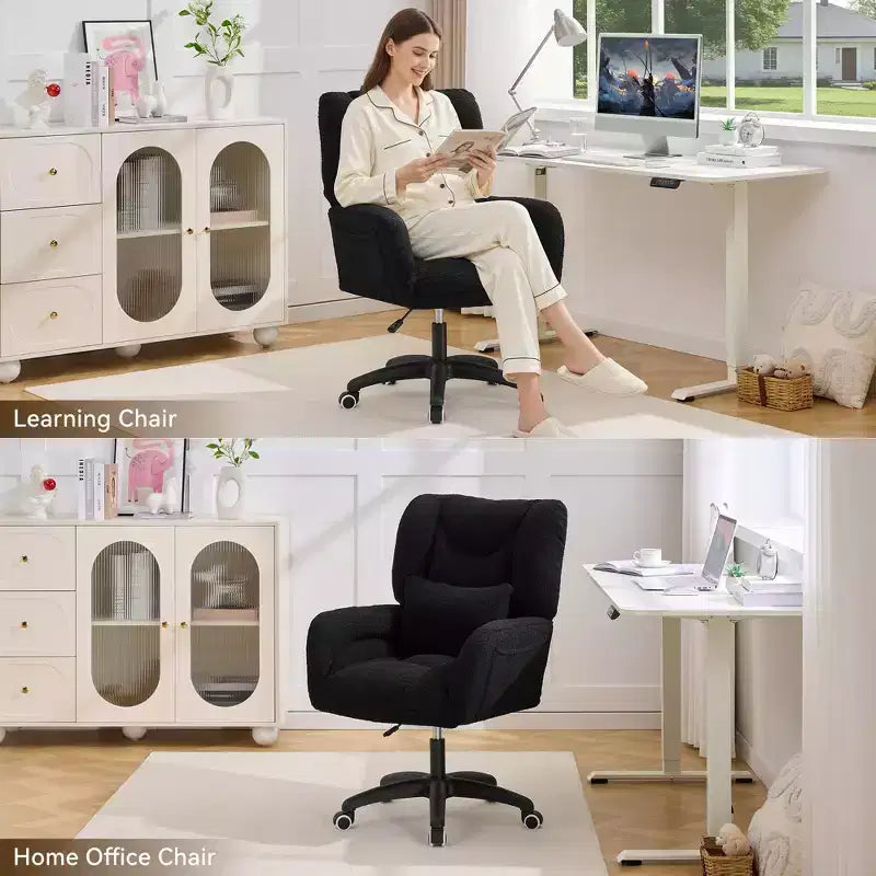 Sedia Girevole da Ufficio per Casa con Altezza Regolabile e Ruote per Studio, Camera da Letto