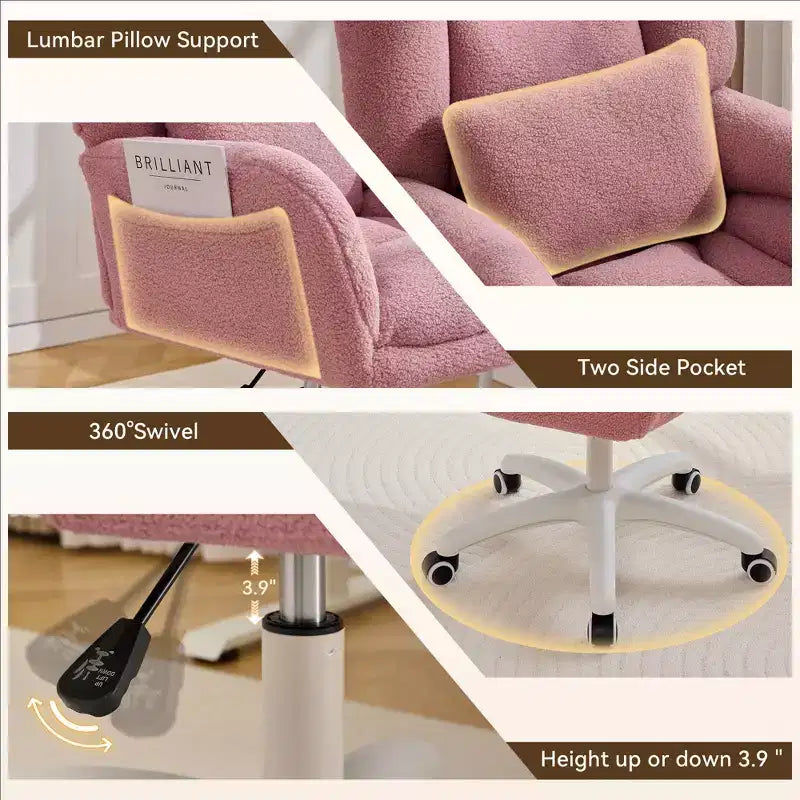 Sedia Girevole da Ufficio per Casa con Altezza Regolabile e Ruote per Studio, Camera da Letto