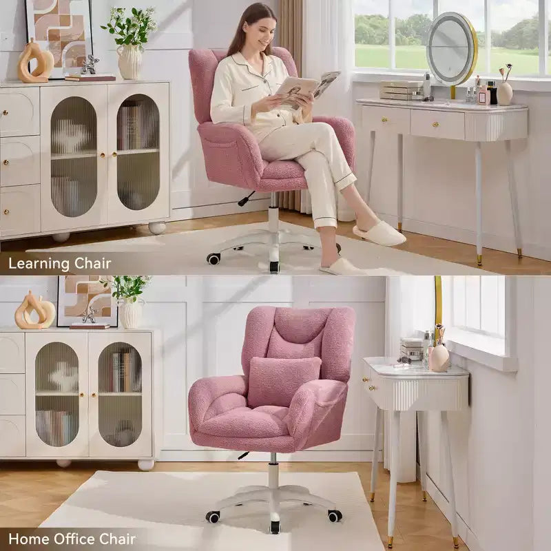 Sedia Girevole da Ufficio per Casa con Altezza Regolabile e Ruote per Studio, Camera da Letto