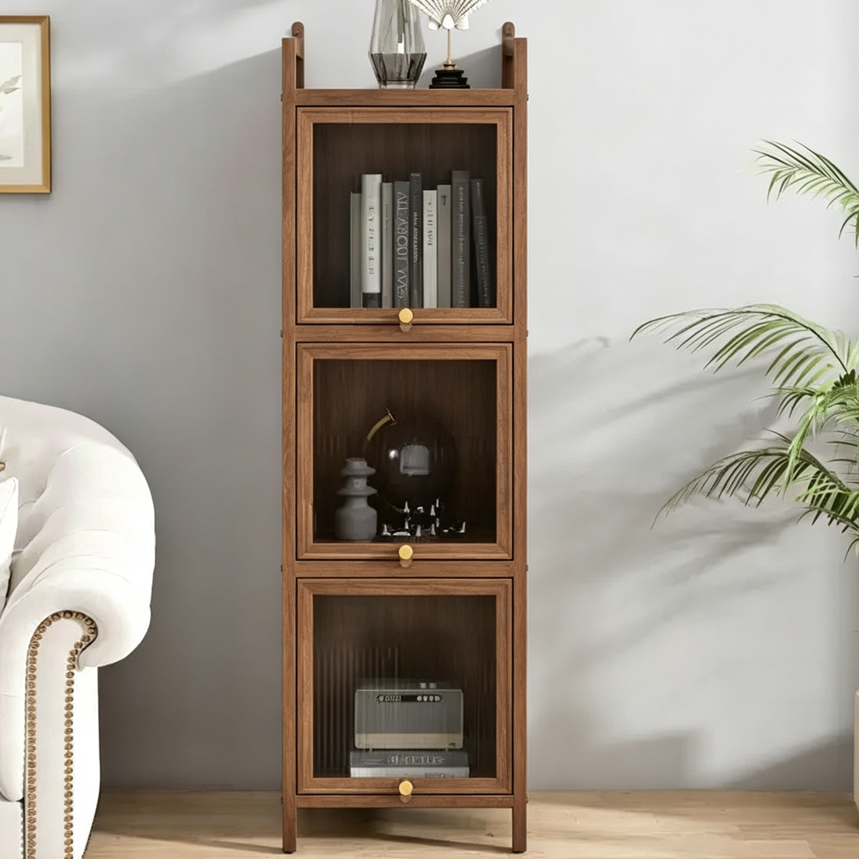 Mobile Contenitore Moderno con Anta in Vetro Temperato da 35 cm