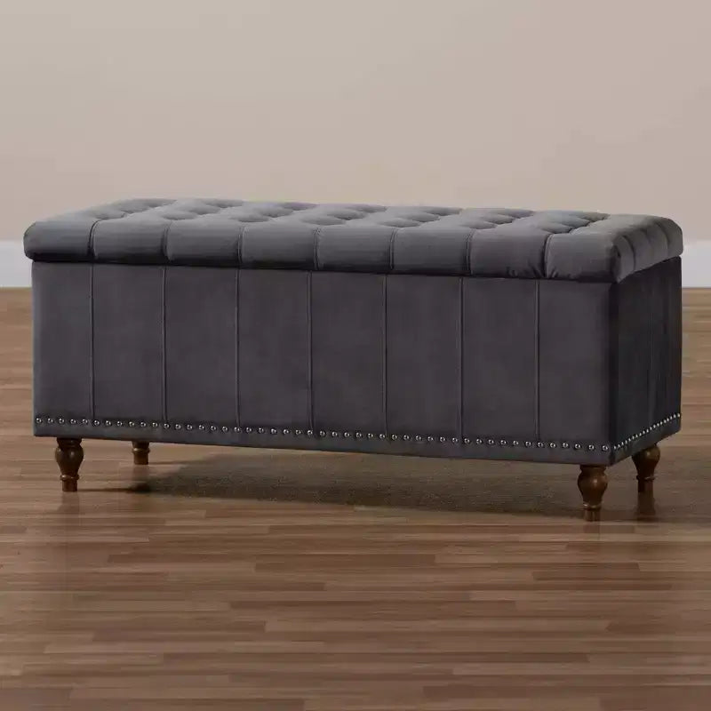 Panca Contenitore Pouf Capitonnè Rivestita in Velluto