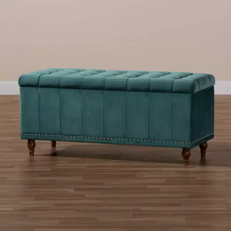 Panca Contenitore Pouf Capitonnè Rivestita in Velluto