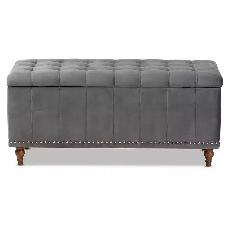 Panca Contenitore Pouf Capitonnè Rivestita in Velluto