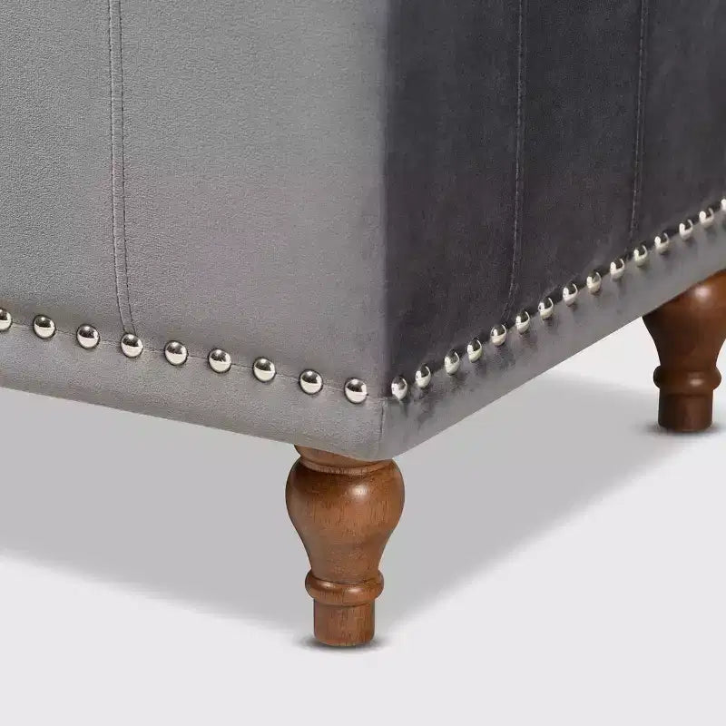 Panca Contenitore Pouf Capitonnè Rivestita in Velluto