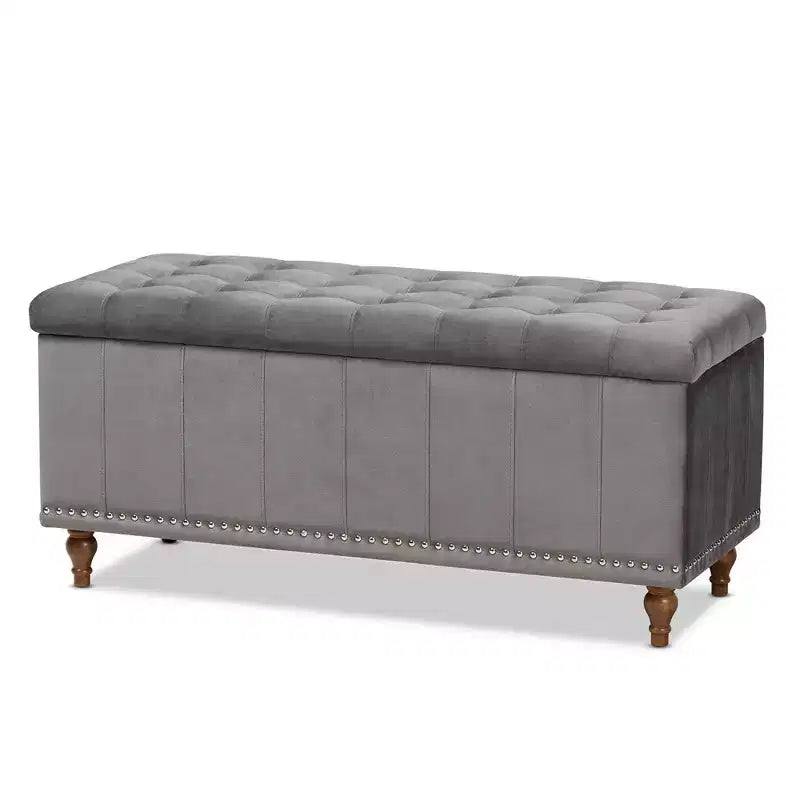Panca Contenitore Pouf Capitonnè Rivestita in Velluto