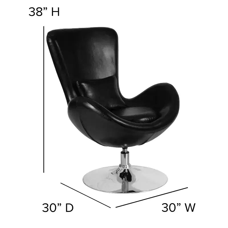 Poltrona lounge a forma di uovo con schienale alto e base girevole in metallo a 360°