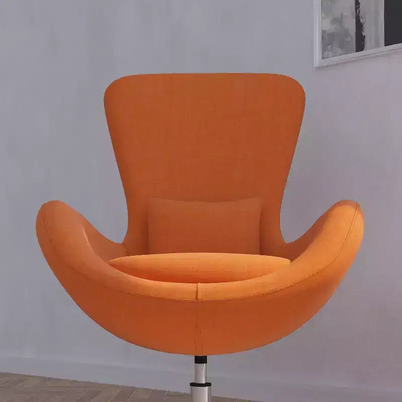 Poltrona lounge a forma di uovo con schienale alto e base girevole in metallo a 360°