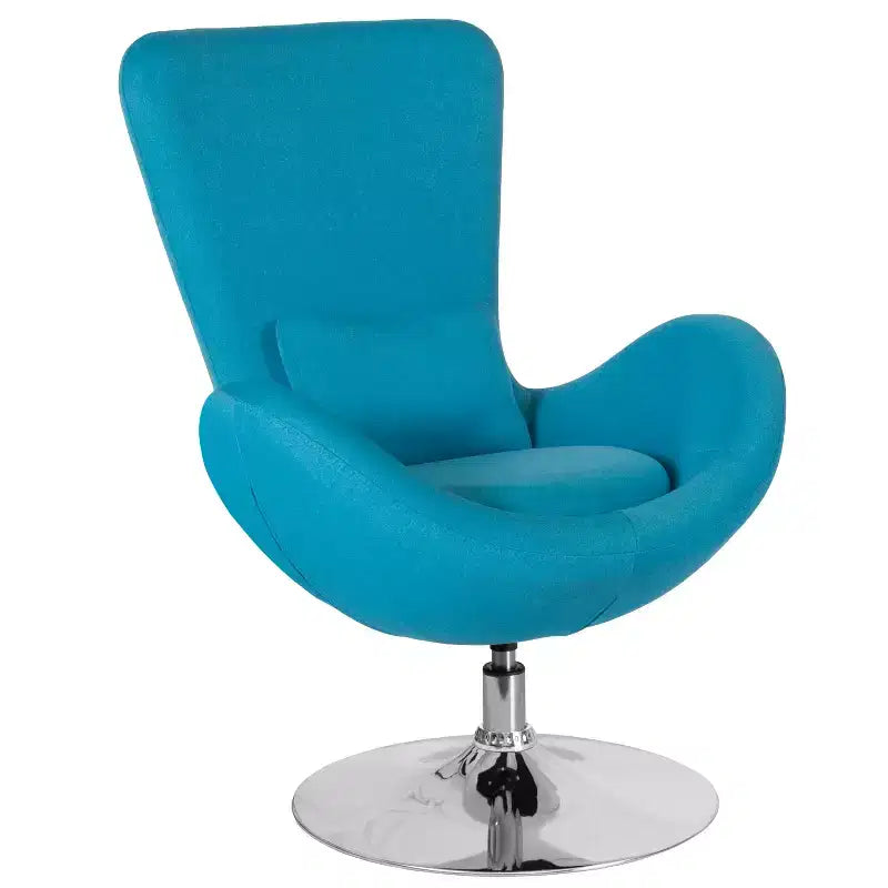 Poltrona lounge a forma di uovo con schienale alto e base girevole in metallo a 360°