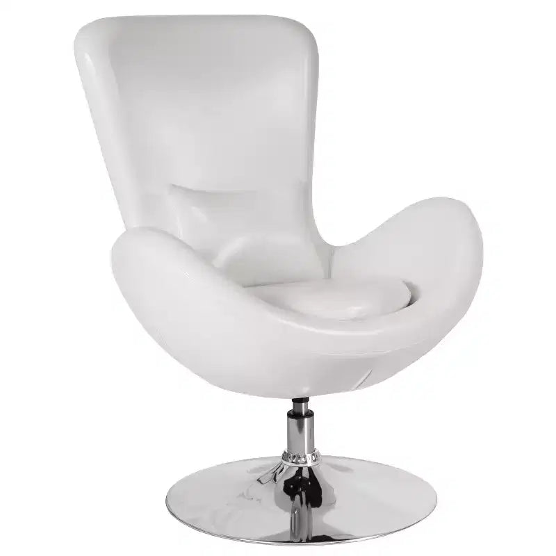 Poltrona lounge a forma di uovo con schienale alto e base girevole in metallo a 360°