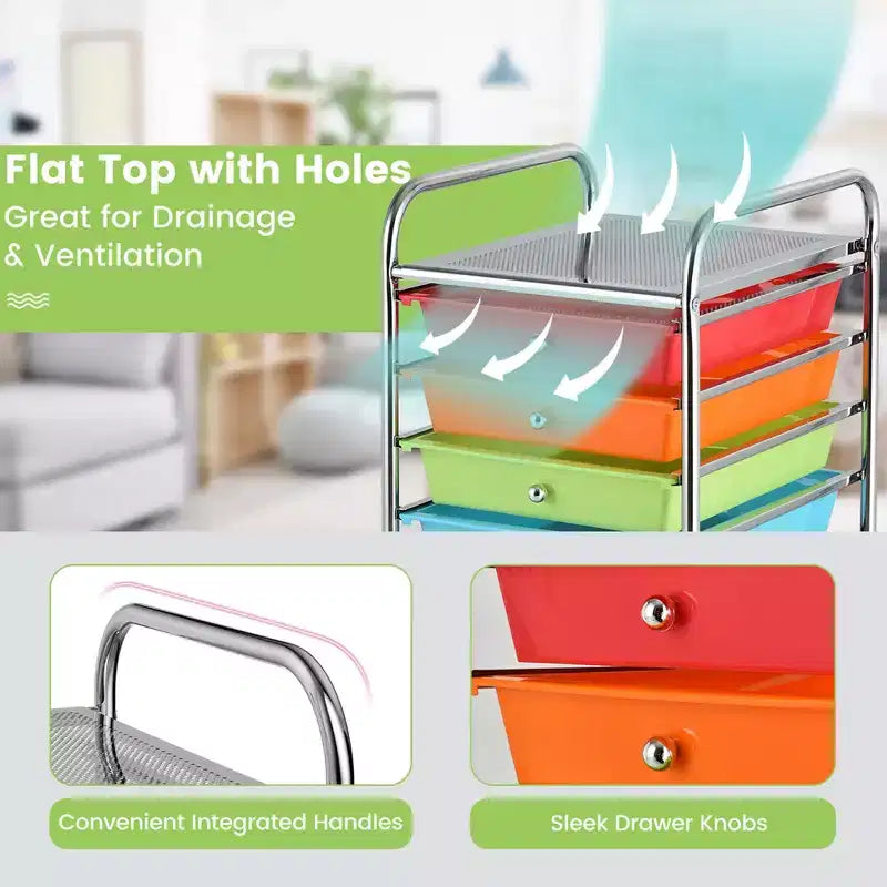 Carrello portaoggetti a 10 cassetti, organizer per ufficio, scuola e scrapbooking - Multicolore